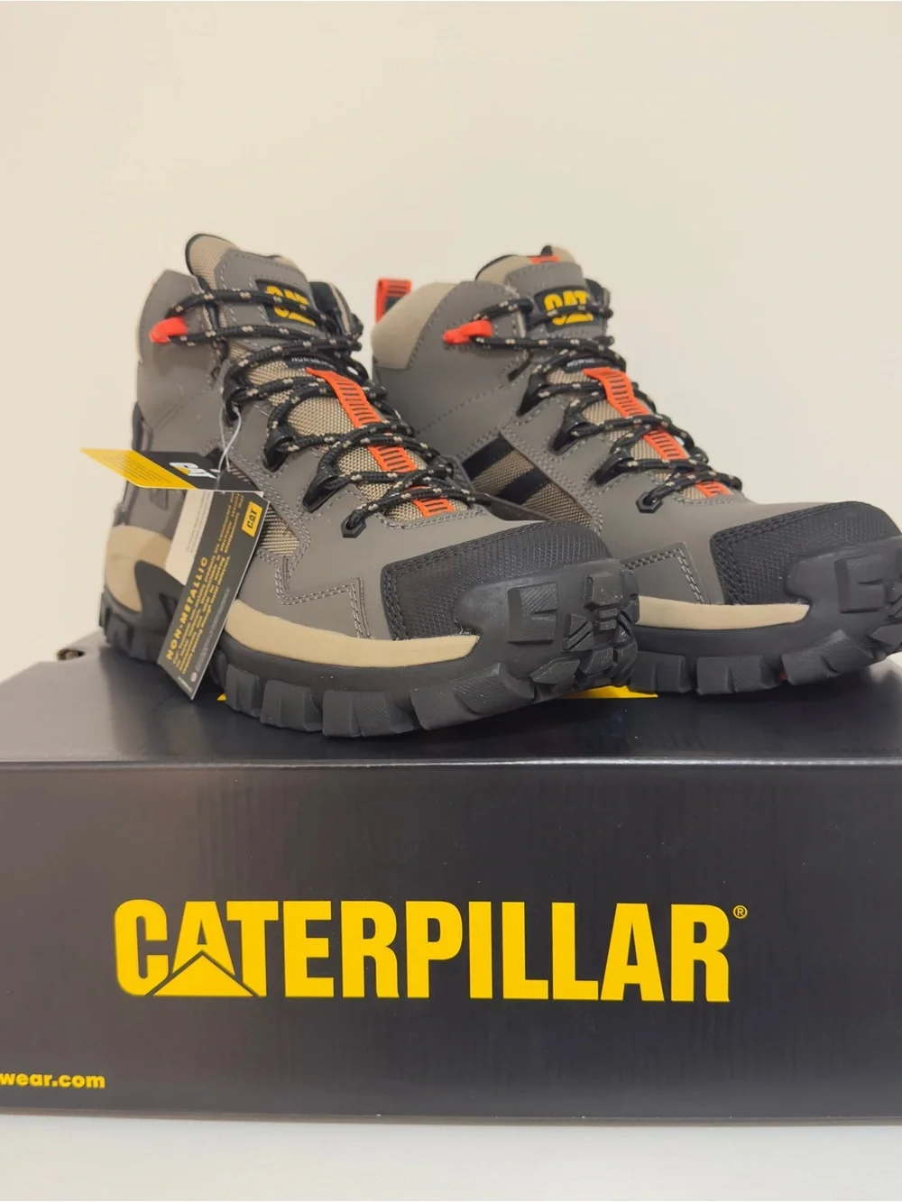 Caterpillar Gray, Black & Orange Outdoor Work Boots